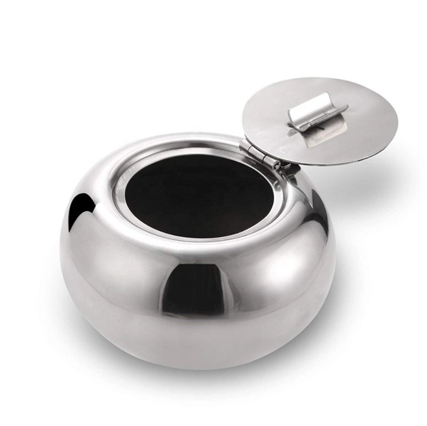  Ashtray Stainless Steel Windproof Ashtrays with Lid Tabletop Ashtray for Outdoor BMA A104