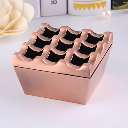  Ashtray Antique Copper 9 Holes Alloy Metal Windproof Square Cigar Ashtray