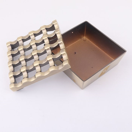  16 Hole Windproof Ashtray Antique Brass  Metal Alloy  Windproof  16 Hole Square Ashtray