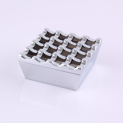  Ashtray 16 Hole  With Lid Windproof Silver Color - Windproof  Ashtray