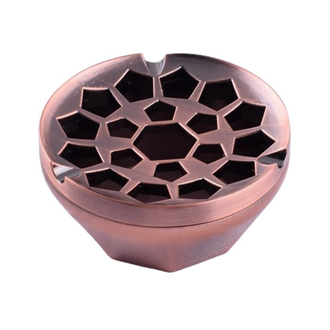  Round Ashtray with Lid - Antique Copper Color Metal - Nest Shape Windproof  Round Ashtray 