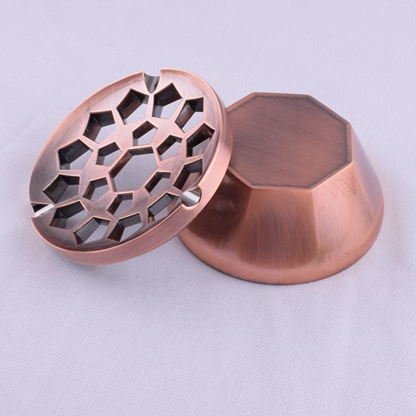  Round Ashtray with Lid - Antique Copper Color Metal - Nest Shape Windproof  Round Ashtray 