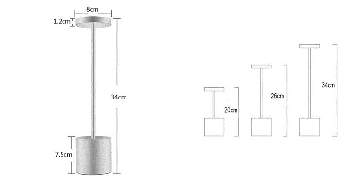  Aluminum Mini Rechargeable Cordless Table Lamp LED Switch Control 