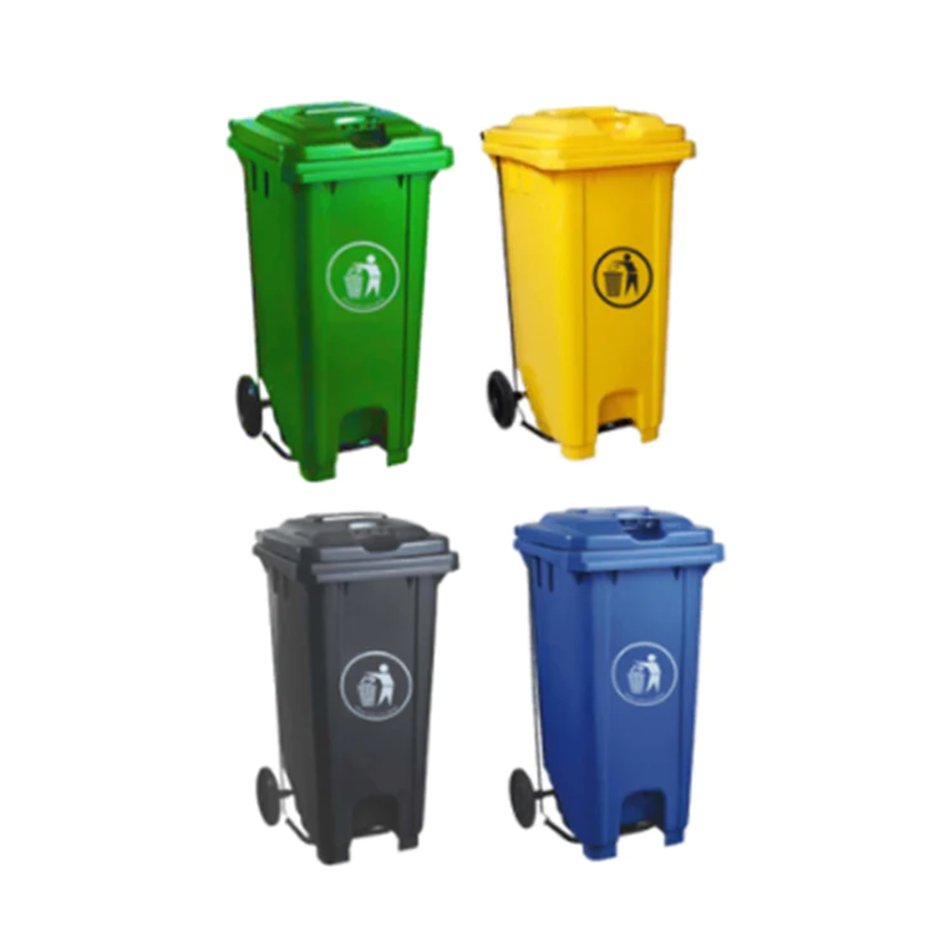  Garbage Bin With Wheel And Centre Pedal 240LT - Plastic (Green, Grey, Blue & Yellow) - Hygiene System - Made in China