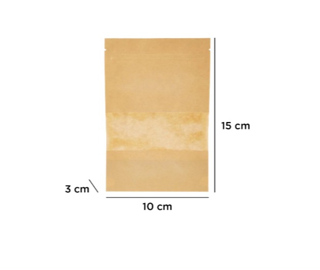  Kraft Resealable Paper Bag With Window 50 Pieces
