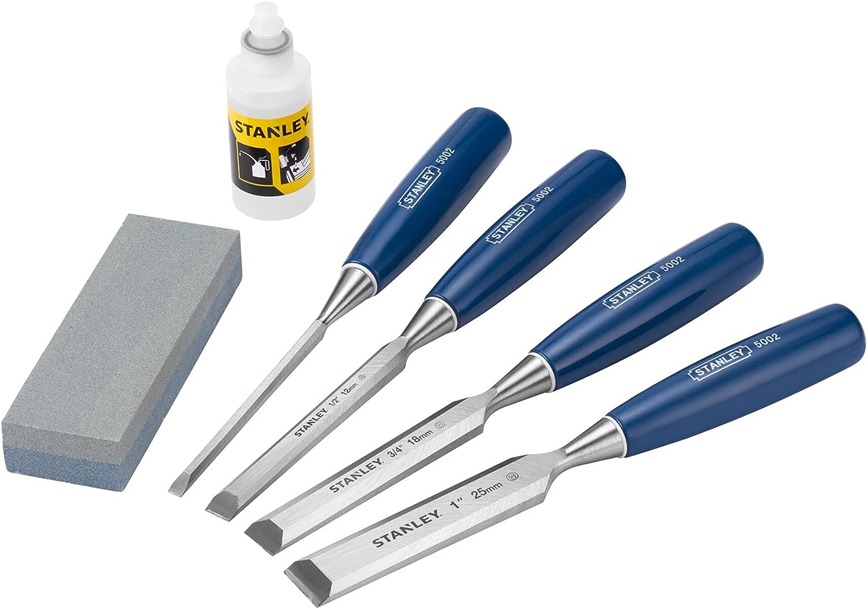  Stanley 5002 Blue Handle Wood Chisels