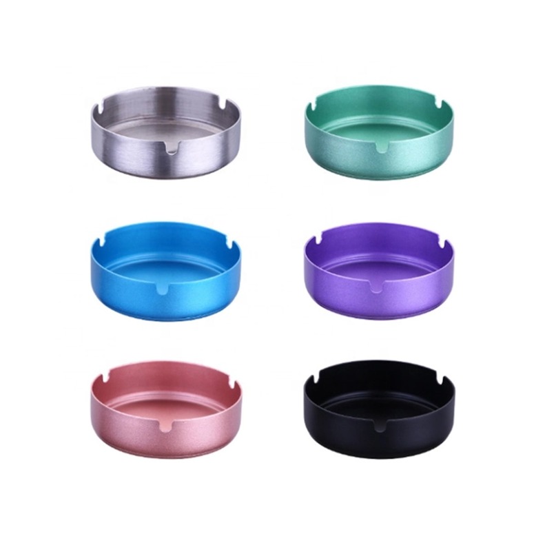  Ashtray Stainless Steel Ashtray Tabletop Round Ash Tray for Cigarette Ash BMA A103