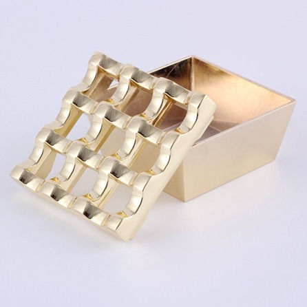  Ashtray Gold Color Metal Square Shape 9 Holes Windproof Cigar Ashtray